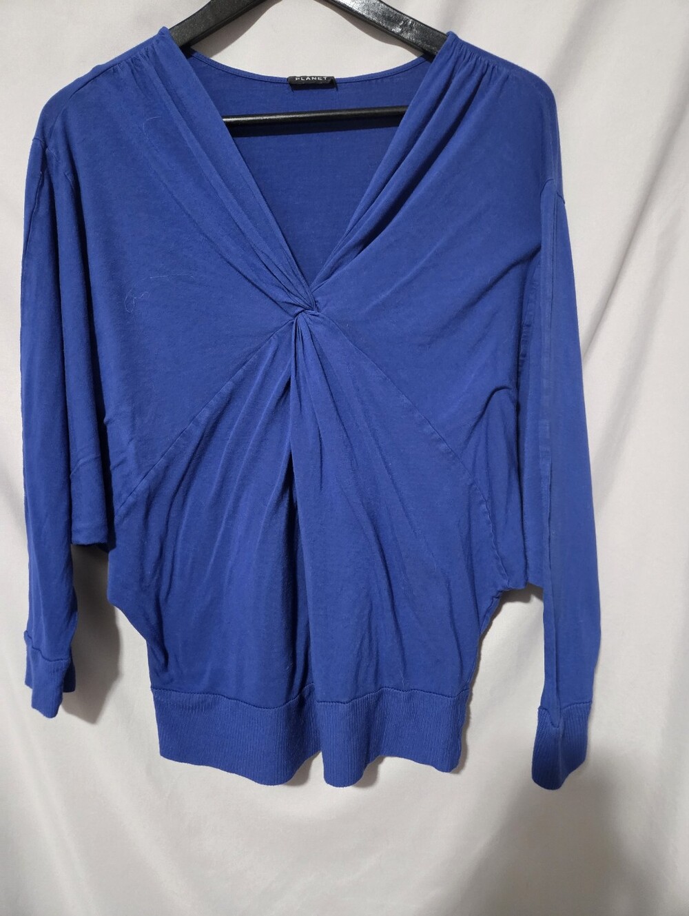 Women's Royal Blue Twist-Front Long Sleeve Top